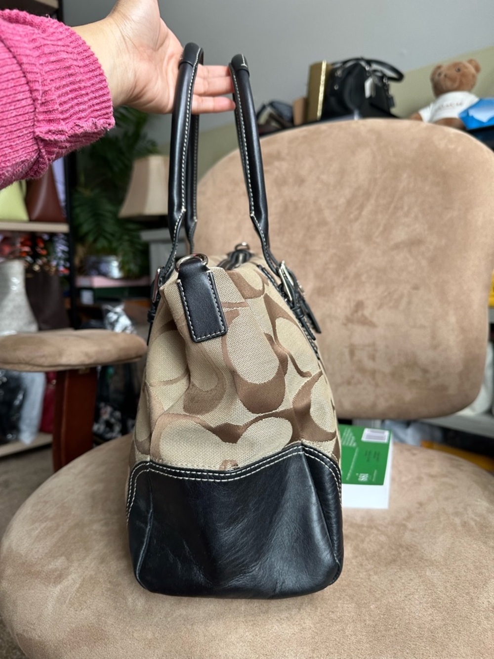 Coach Hampton Signature Large Satchel Brown Style F15670 Good Condition - Picture 4 of 12